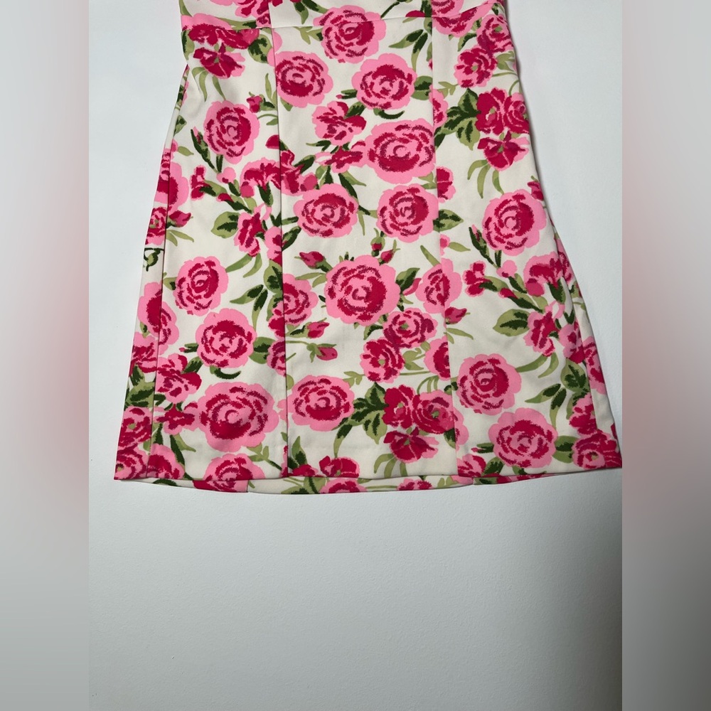 Zara Strapless Floral Pink and Green Dress Size Small - Picture 6 of 16